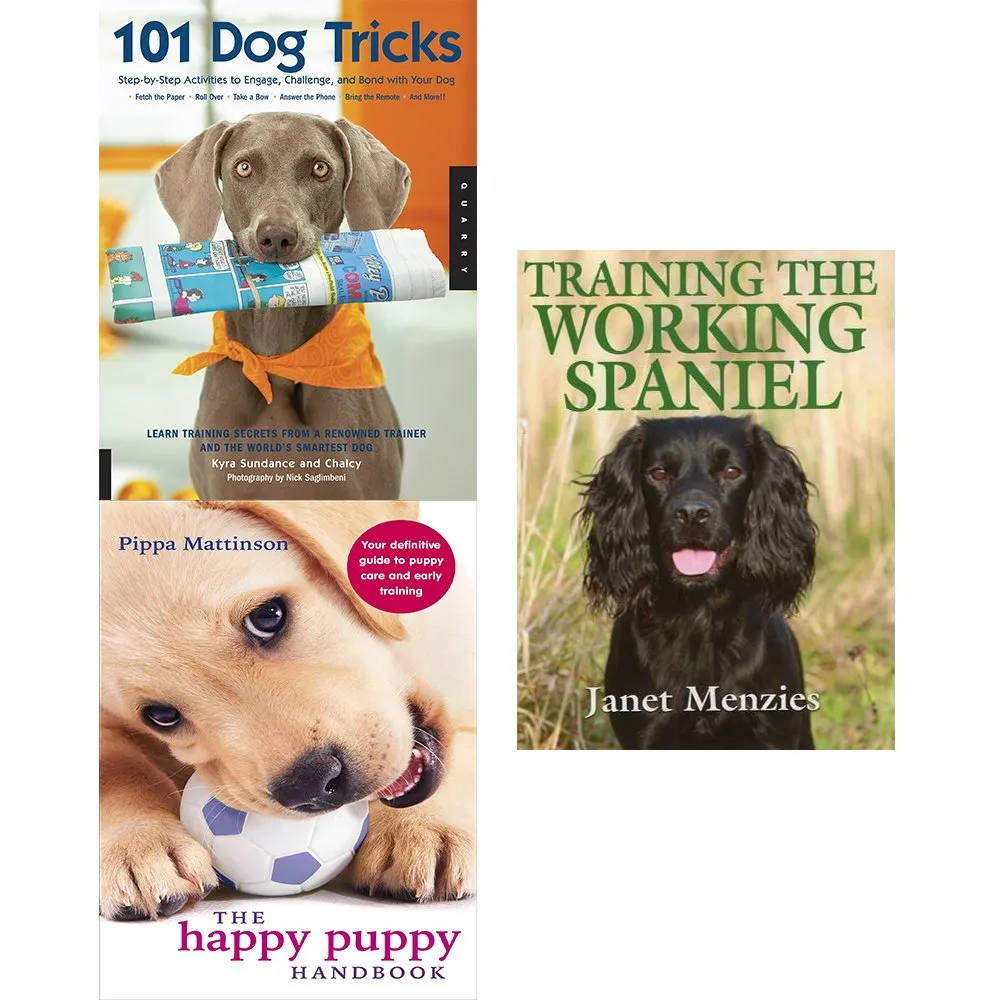 101 Dog Tricks, Happy Puppy Handbook And Training The Working Spaniel [Hardcover] 3 Books Collection Set