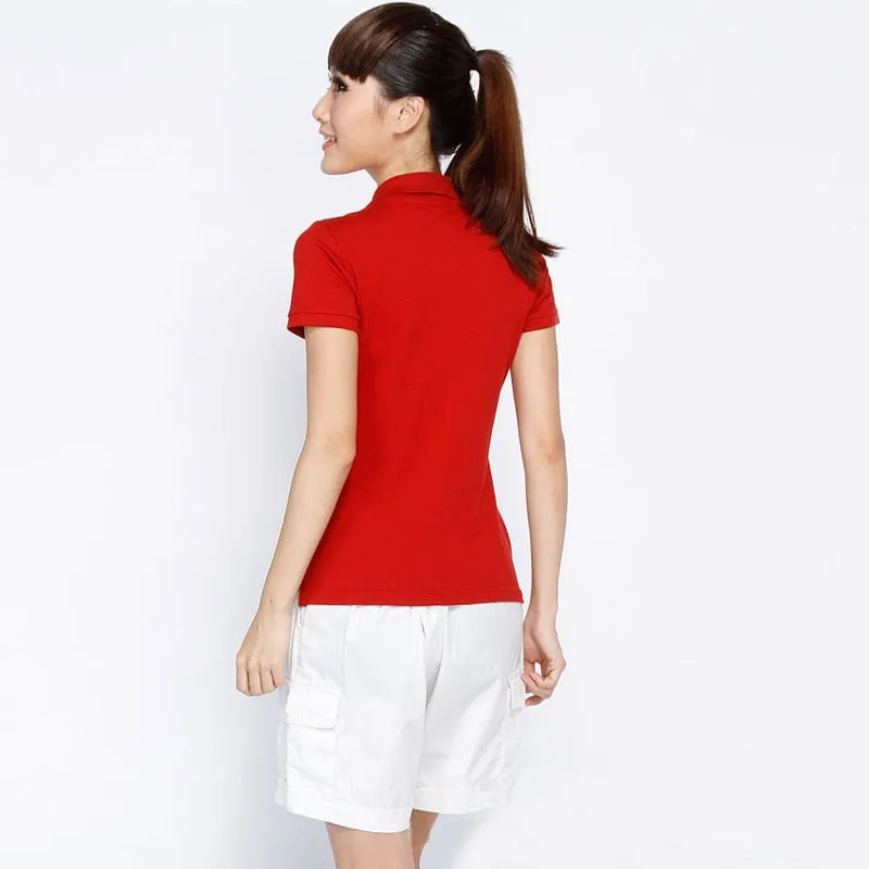 2019 Summer Fashion Polo Shirt Women New Casual Short Sleeve Slim Polos Mujer Shirts Tops Plus Size Female Cotton Polo Shirt