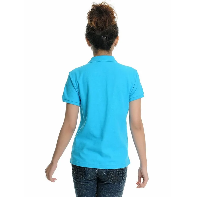 2019 Summer Fashion Polo Shirt Women New Casual Short Sleeve Slim Polos Mujer Shirts Tops Plus Size Female Cotton Polo Shirt