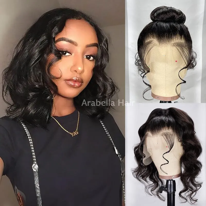 360 Full Lace Natural Black Body Wave Human Hair Wig Free Part