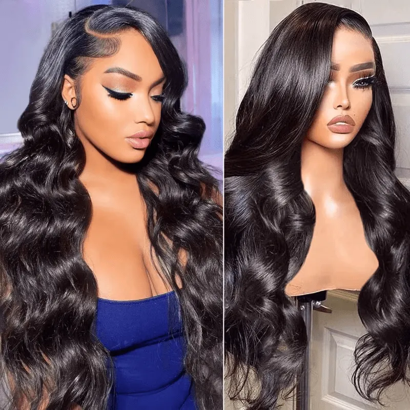 360 Full Lace Natural Black Body Wave Human Hair Wig Free Part