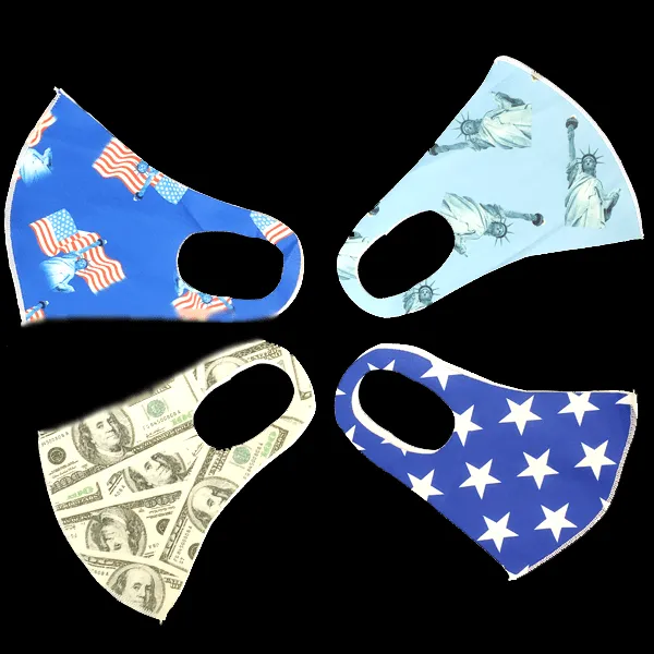4 Pack: USA Print Washable Dust Proof Fashion Masks