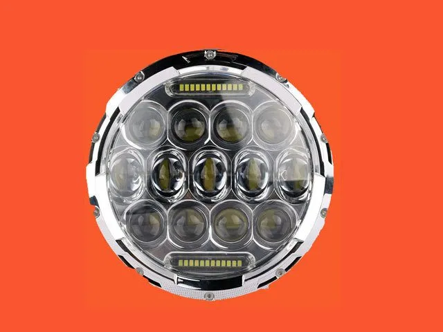 7" DAYMAKER 75W CHROME Projector HID LED Light Bulb Headlight Motorcycle Harley with BLUE HALO