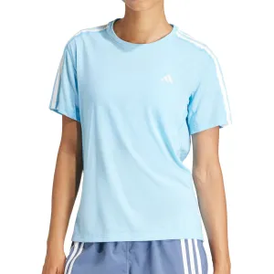 adidas Own The Run 3 Stripes Short Sleeve Womens Running Top - Blue