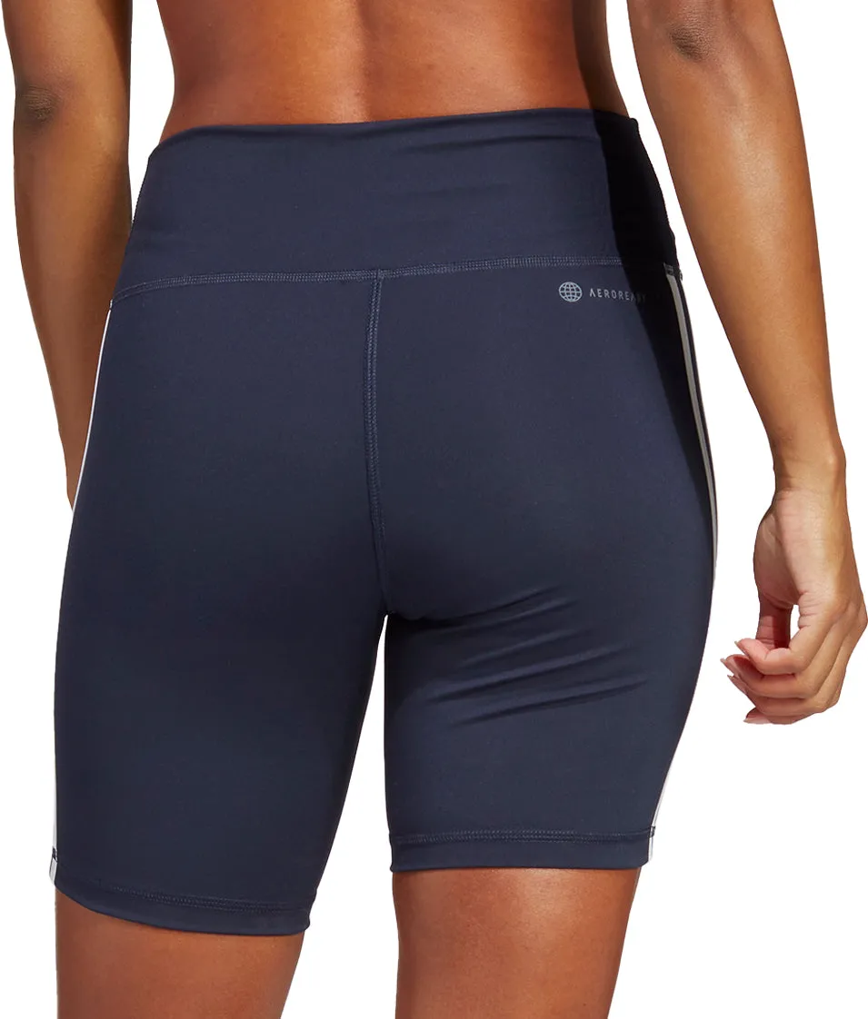 adidas Train Essentials 3 Stripes Womens Short Training Tights - Blue