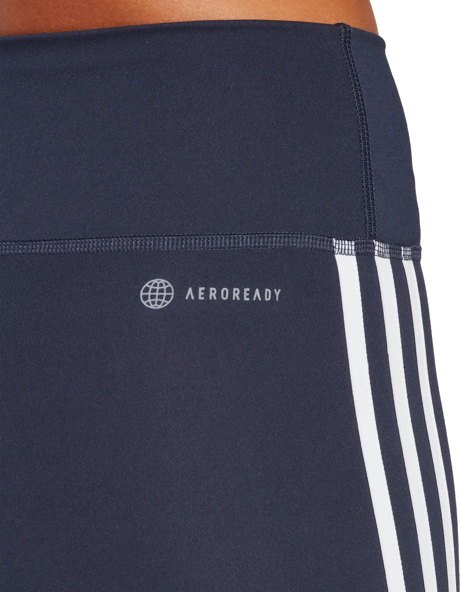 adidas Train Essentials 3 Stripes Womens Short Training Tights - Blue