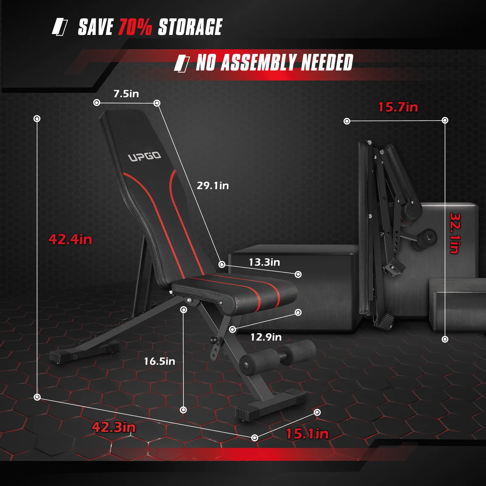 Adjustable Weight Bench Folding Incline/Decline 600lbs Capacity