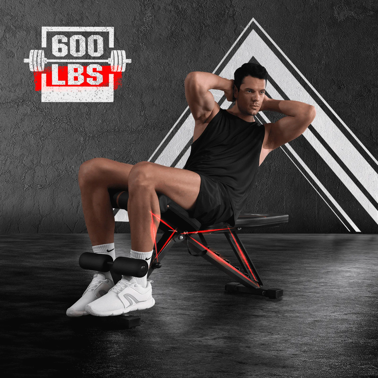Adjustable Weight Bench Folding Incline/Decline 600lbs Capacity