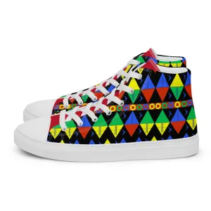 African Tribal Print Women’s High Top Canvas Shoes - South Africa - Red