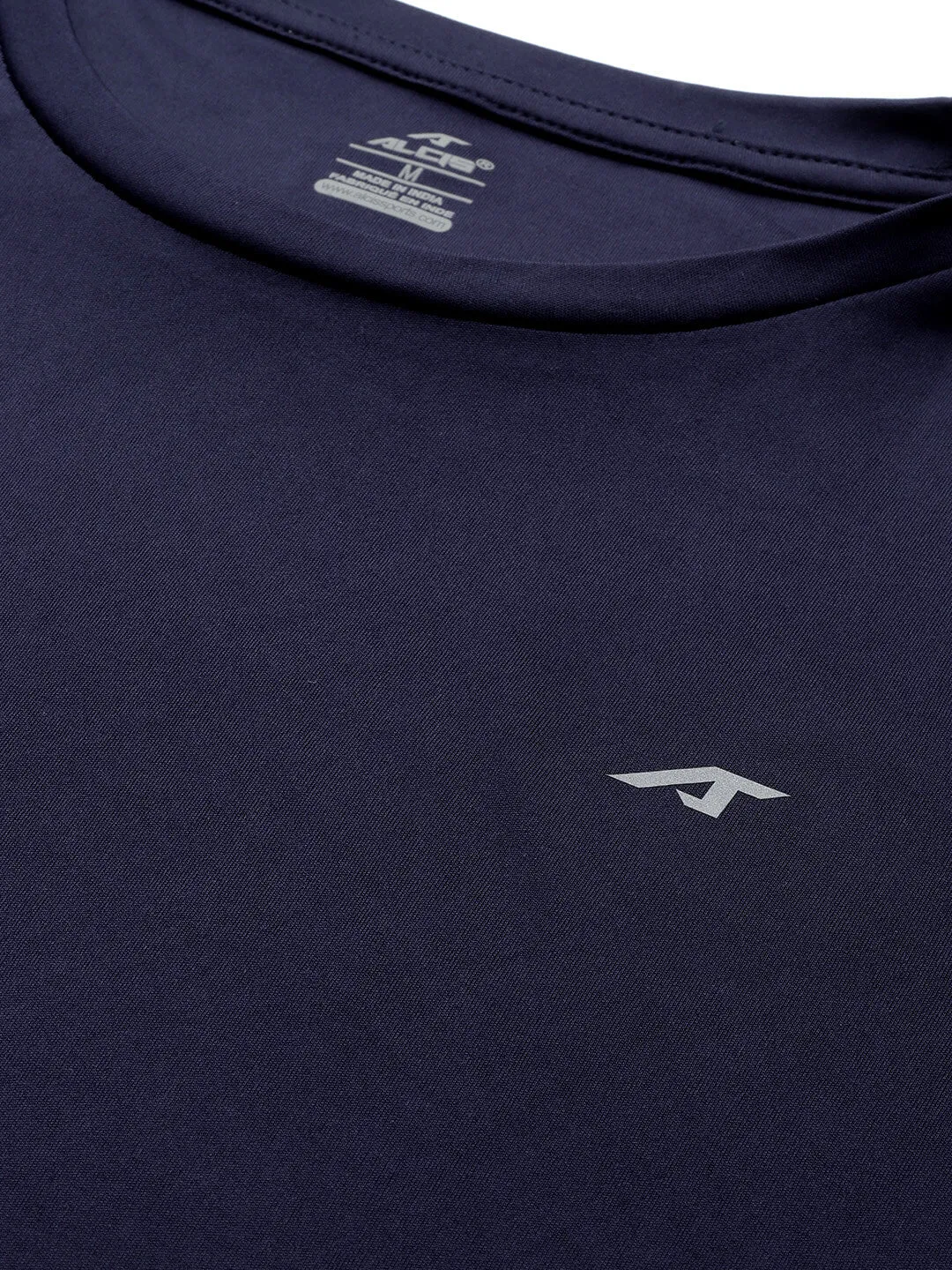Alcis Men Navy Blue Anti Static Applique Slim Fit Running Wonder T-shirt