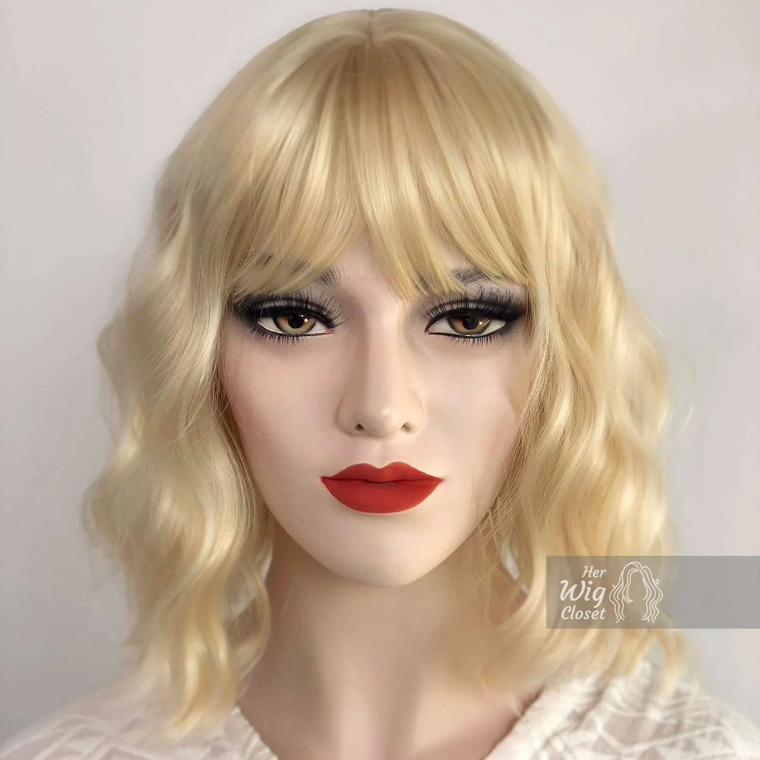 Amanda | Atomic Blonde Wavy Synthetic Wig with Bangs