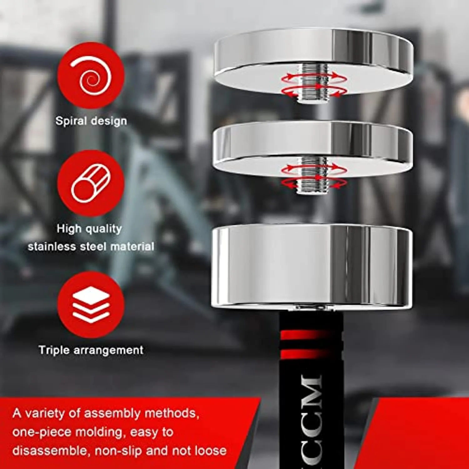 AMCCM Steel Dumbbell Set, Adjustable Weights Dumbbells Set with Foam Handles Fitness Anti-Drop & Non-Slip Dumbbells Sets for Men, Women, Dumbbells Pair 22Lbs/44Lbs
