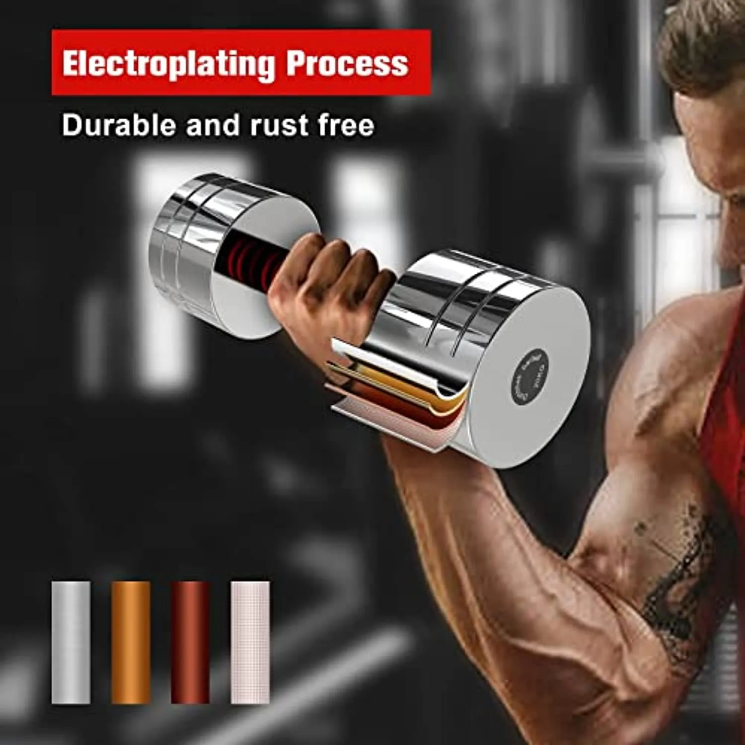 AMCCM Steel Dumbbell Set, Adjustable Weights Dumbbells Set with Foam Handles Fitness Anti-Drop & Non-Slip Dumbbells Sets for Men, Women, Dumbbells Pair 22Lbs/44Lbs