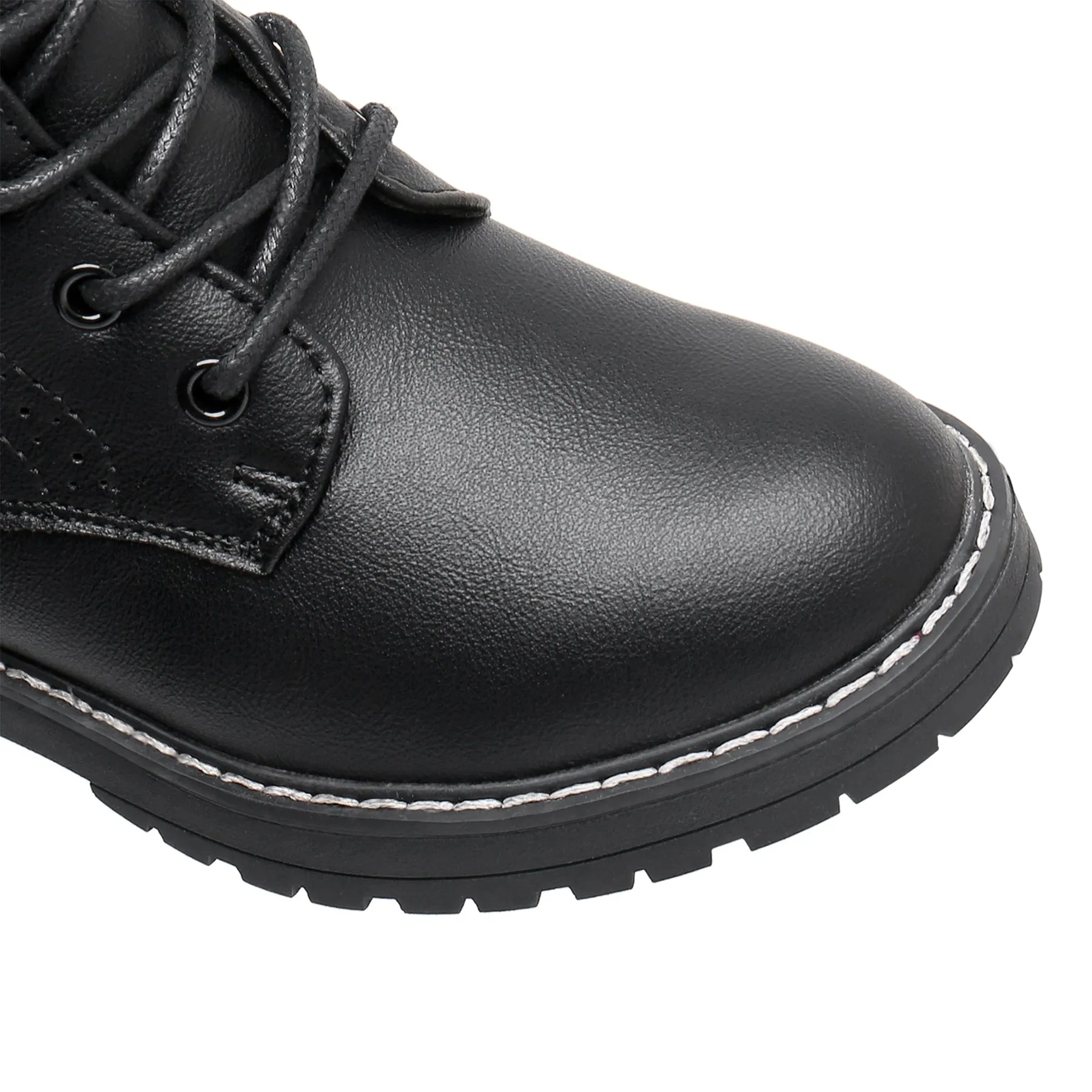 Apakowa Kids Gilrs Combat Boots with Side Zipper for Little/Big Kid-DY101-Black