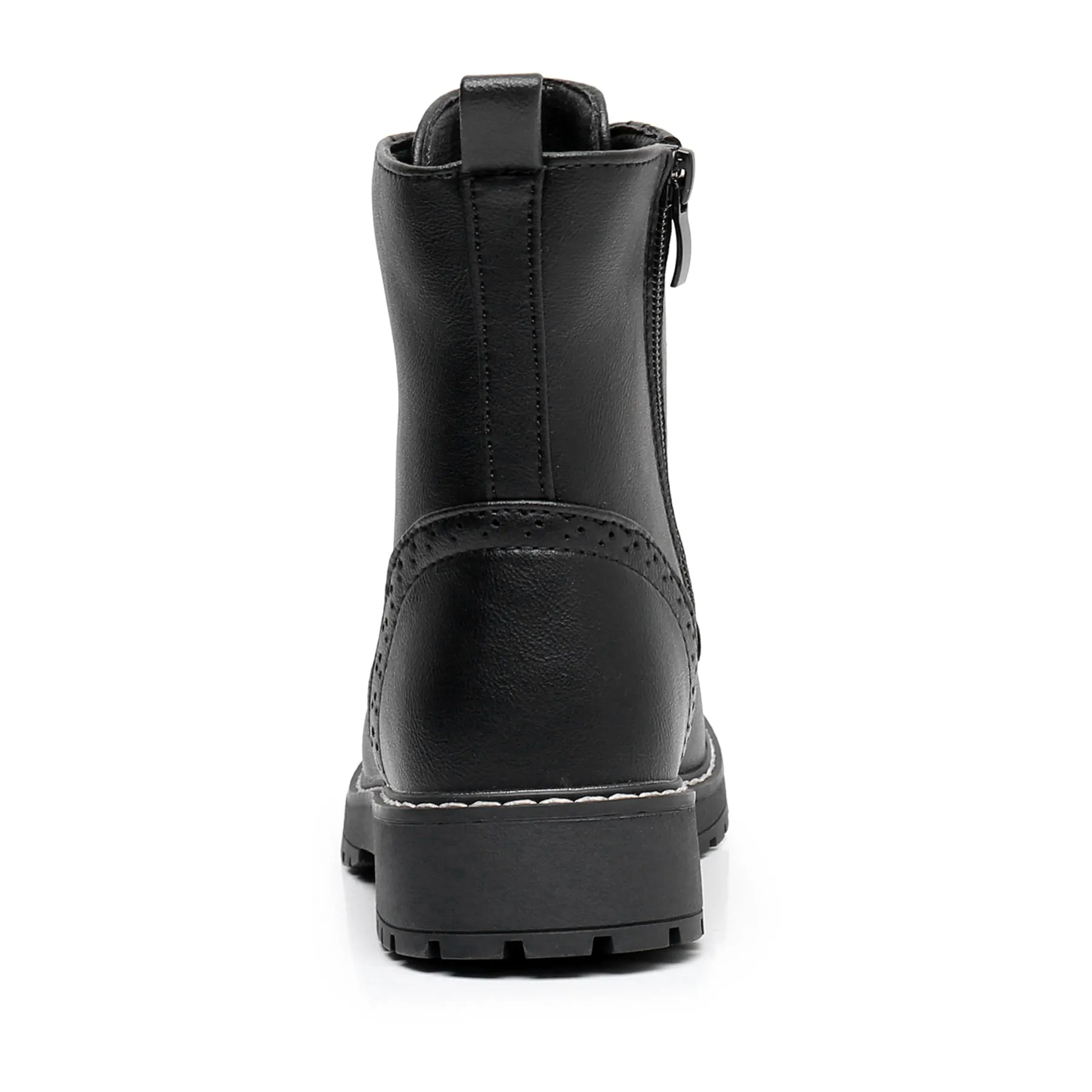 Apakowa Kids Gilrs Combat Boots with Side Zipper for Little/Big Kid-DY101-Black