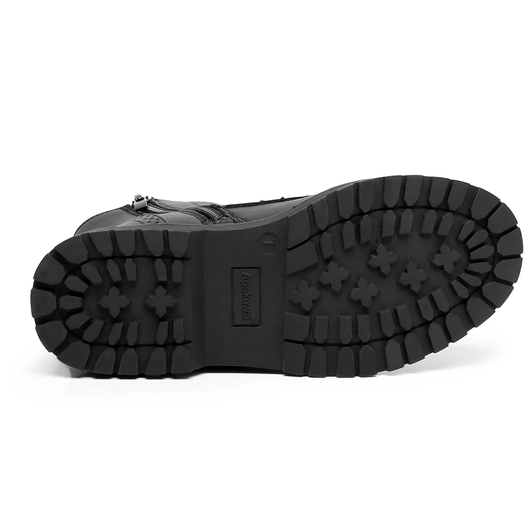 Apakowa Kids Gilrs Combat Boots with Side Zipper for Little/Big Kid-DY101-Black