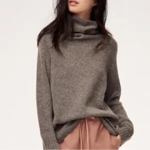Aritzia The Group Babaton Plutarch Wool / Yak CowlNeck Sweater Brown sz XXSmall