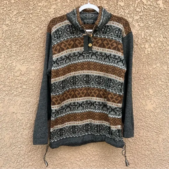 Arte Inka-Berfass 100%‎ Alpaca wool knitted sweater with wood buttons gorpcore
