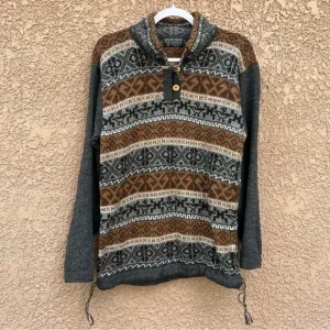 Arte Inka-Berfass 100%‎ Alpaca wool knitted sweater with wood buttons gorpcore
