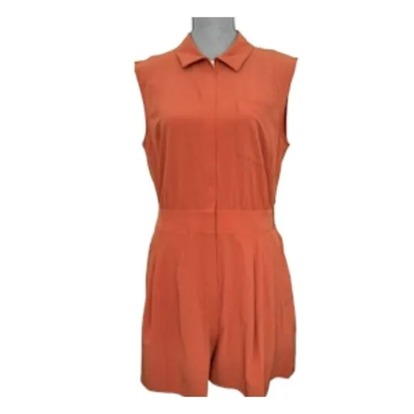 Athleta Brooklyn Romper Sleeveless Collared One-Piece Sunbaked Clay Color UPF 50