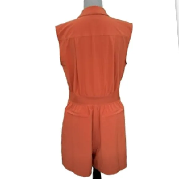 Athleta Brooklyn Romper Sleeveless Collared One-Piece Sunbaked Clay Color UPF 50