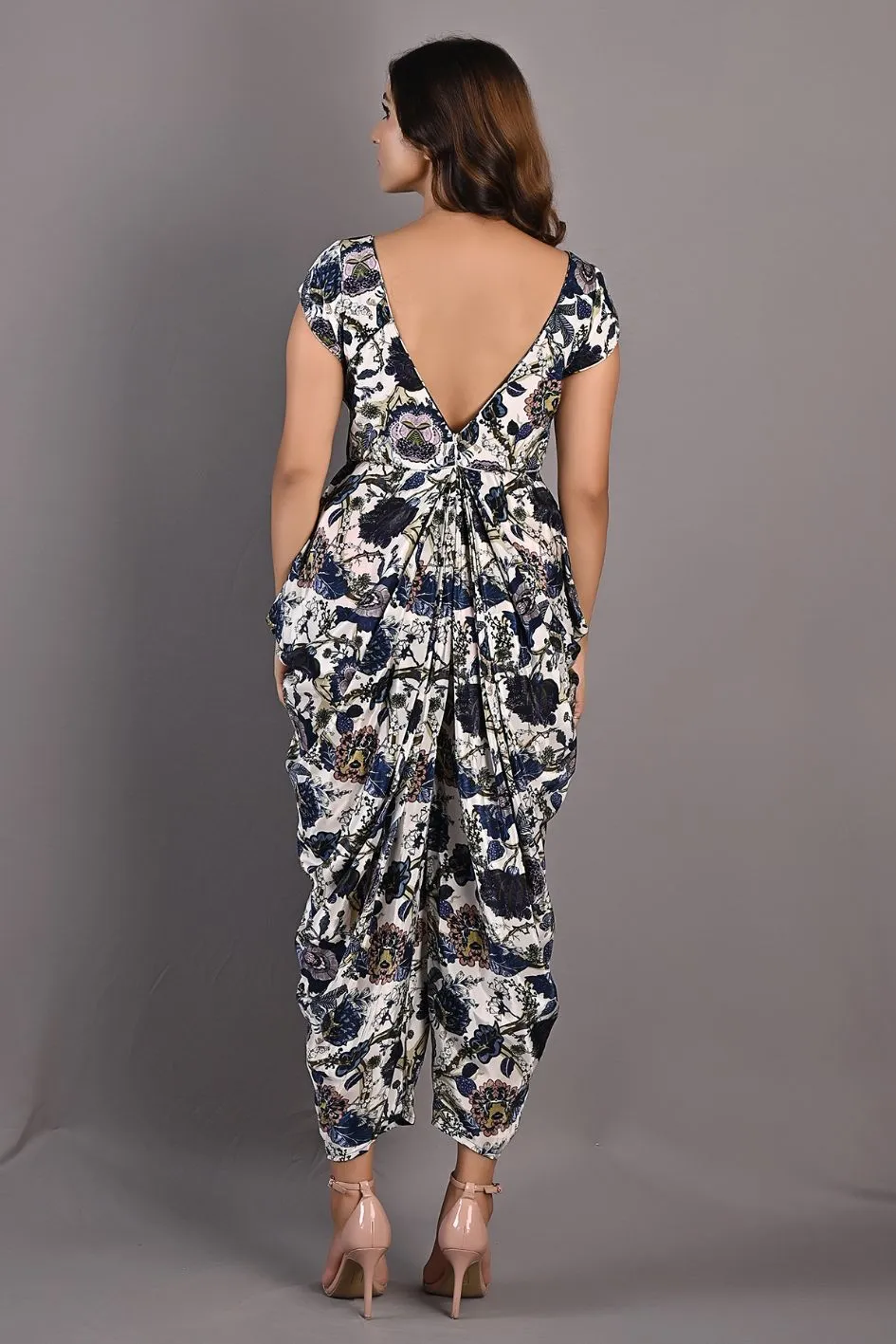 Azalea- Printed Draped Jupmsuit