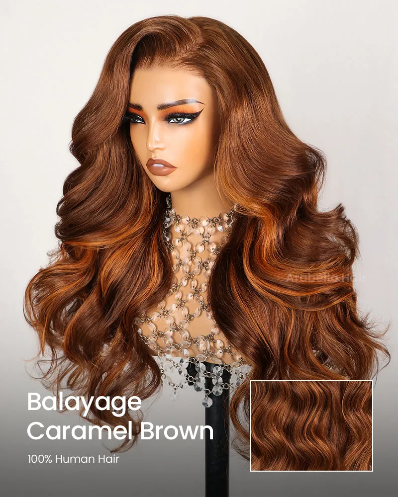 Balayage Caramel Brown Honey Blonde Multi-Color 6x5 Pre-Cut Lace Glueless Loose Body Wave Human Hair Wig