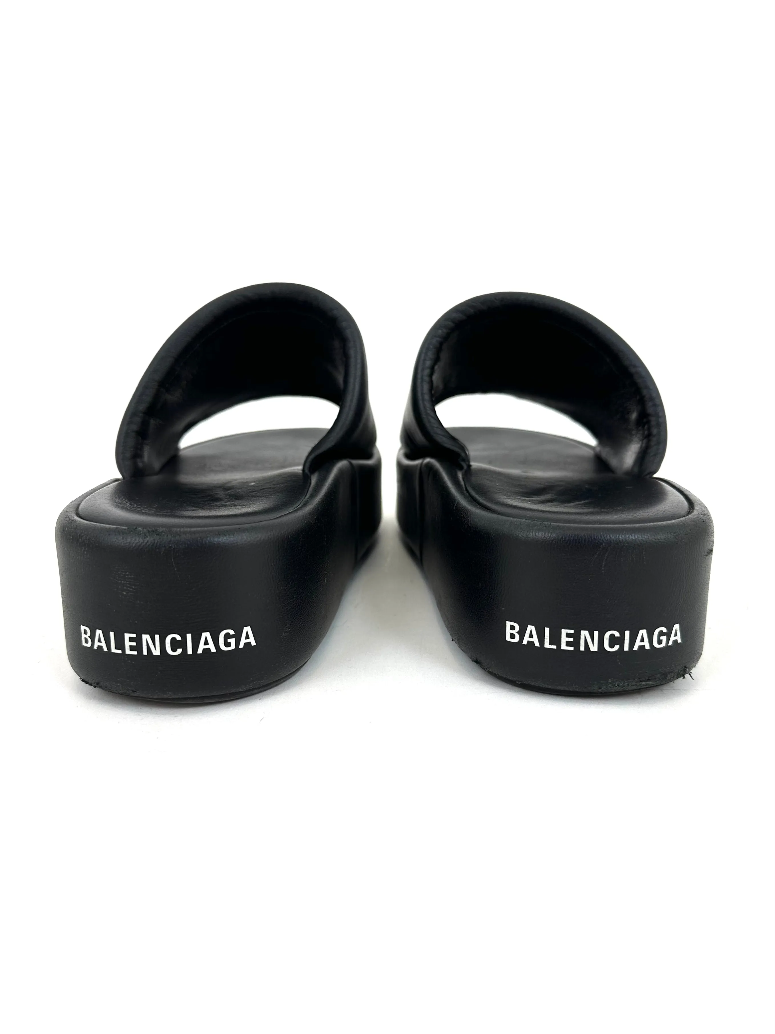 Balenciaga Rise Leather Platform Slides