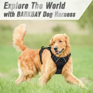 BARKBAY No Pull Dog Harness with Front Clip and Reflective Handle for Large Dog, Black L