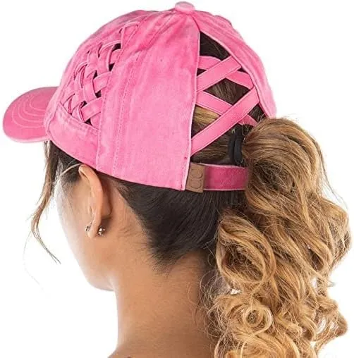 Basketweave Criss Cross Ponytail Hat by Funky Junque