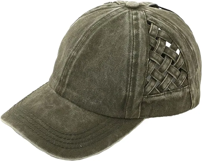 Basketweave Criss Cross Ponytail Hat by Funky Junque