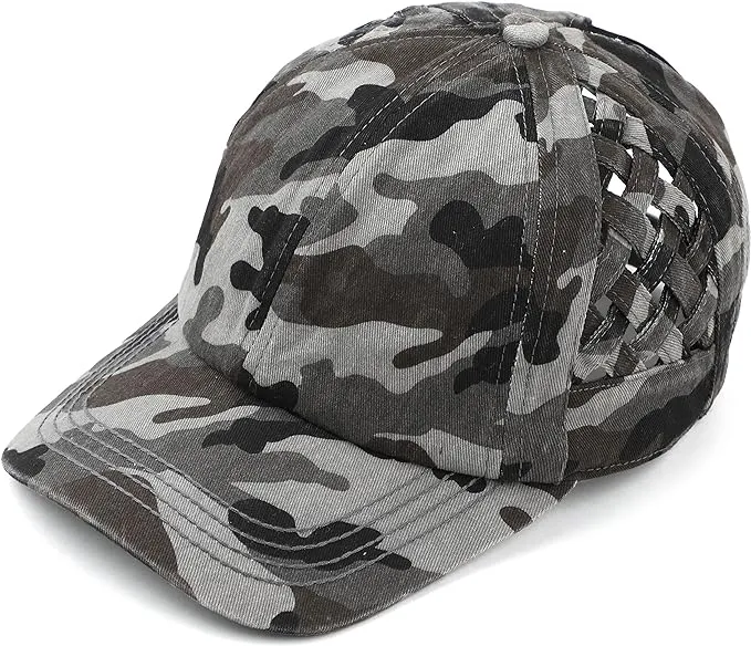 Basketweave Criss Cross Ponytail Hat by Funky Junque