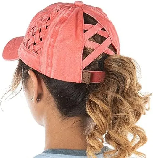 Basketweave Criss Cross Ponytail Hat by Funky Junque