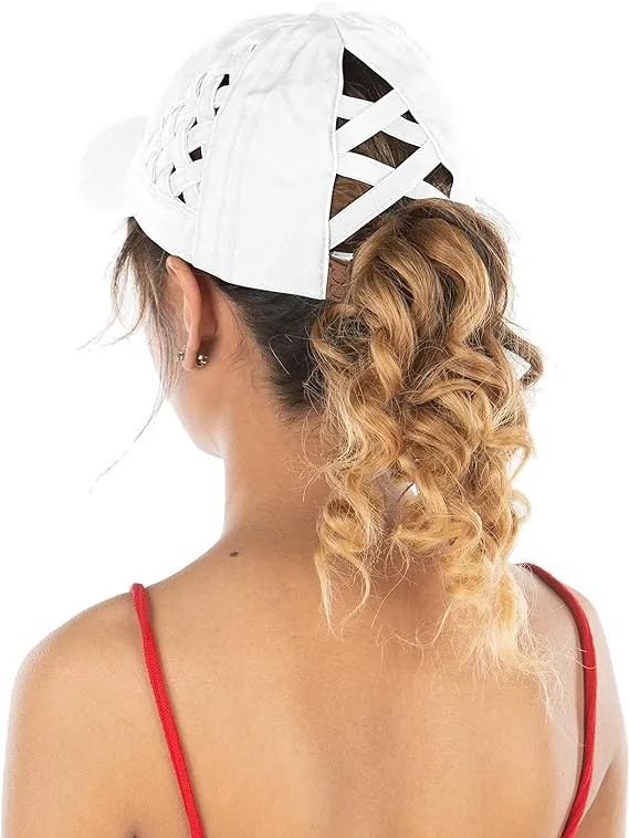 Basketweave Criss Cross Ponytail Hat by Funky Junque