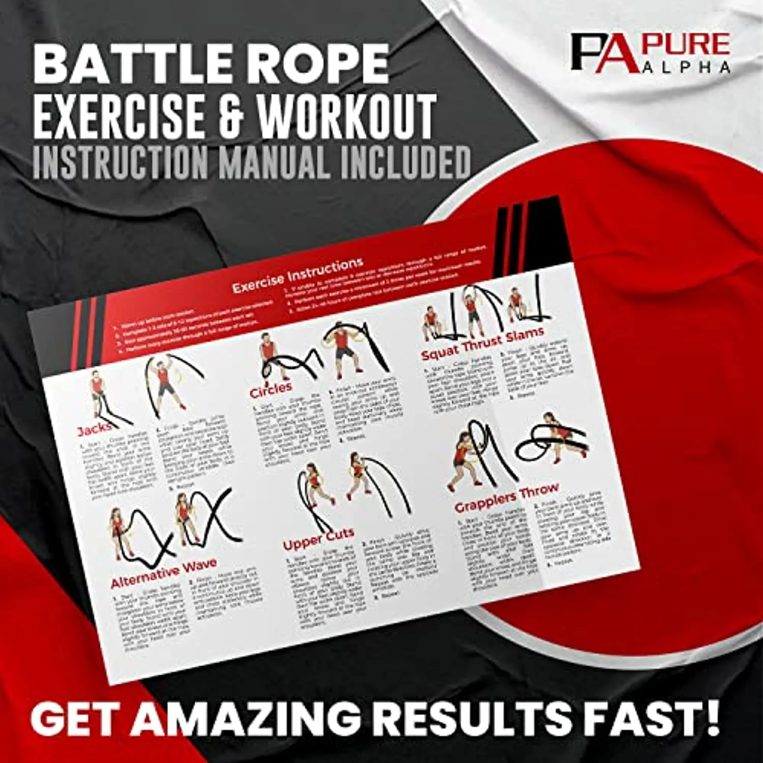 Battle Rope for Home Gym – Anchor Strap Kit & Wear Resistant Protective Sleeve – Heavy Fitness Rope Exercise Equipment for Outdoor Workouts – FREE Training eBook – 30 Ft Length 1.5 Inch Diameter – Strength & Cardio Workout