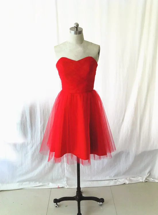 Beautiful Red Tulle Simple Homecoming Dress, Red Party Dress