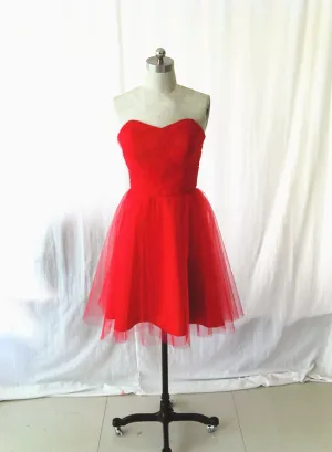 Beautiful Red Tulle Simple Homecoming Dress, Red Party Dress