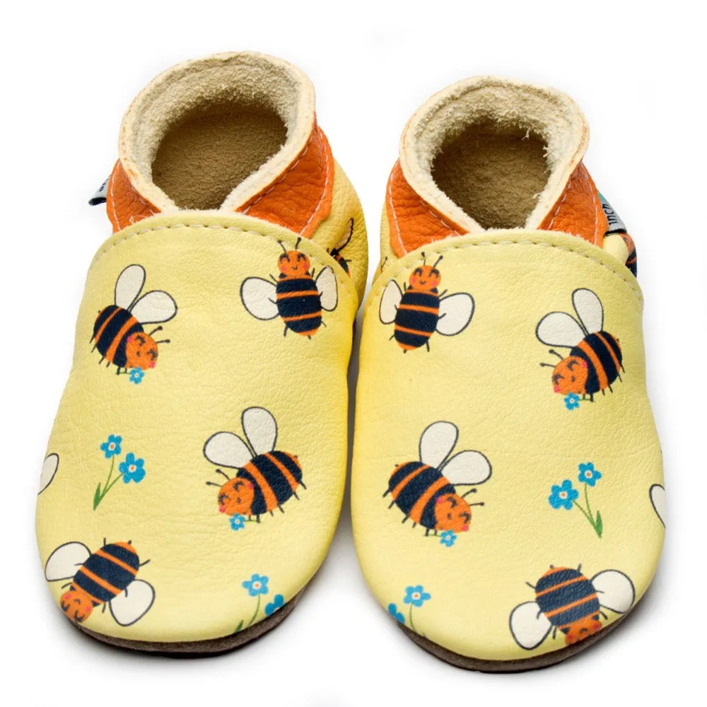 Bee Happy Lemon Leather Shoes | Inch Blue