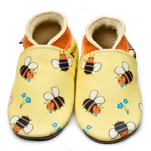 Bee Happy Lemon Leather Shoes | Inch Blue