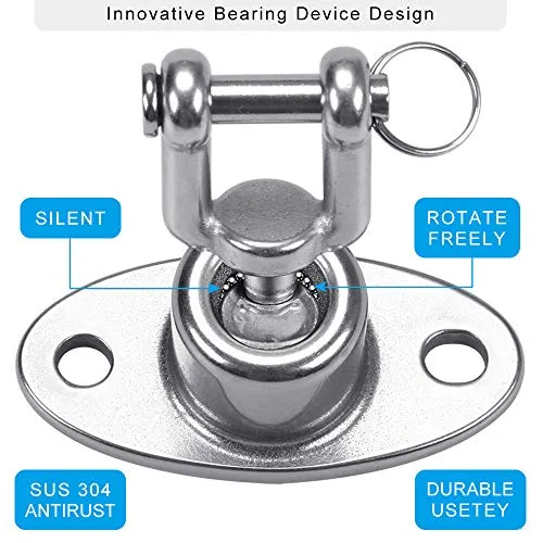 BeneLabel Permanent Antirust Stainless Steel 304 Heavy Duty Boxing Punching Bag Chain, 800 LB Capacity, 360‚ Rotation Spherical Swing Hook with 4 Chains and 4 Carabiners, 2 Wood Screws for Wooden Set