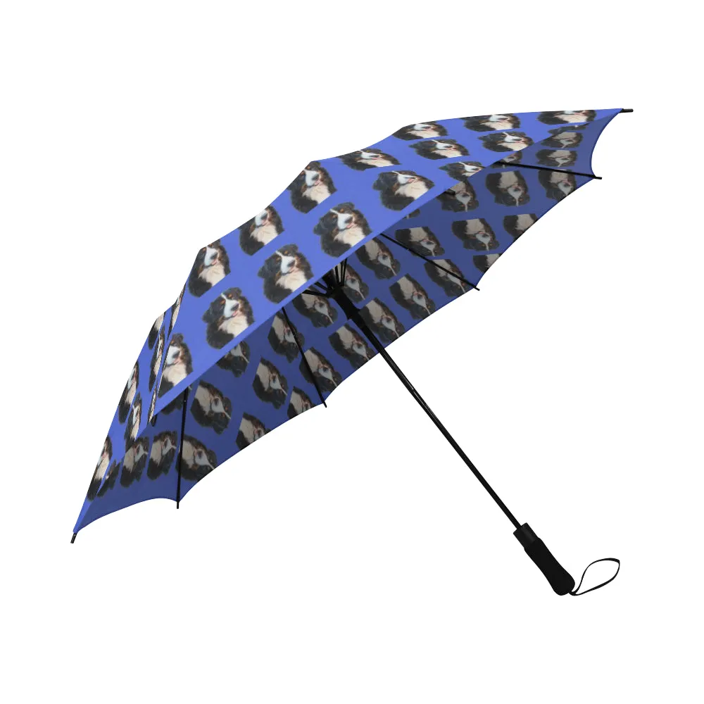 Bernese Mountain Dog Umbrella - Blue Semi Auto