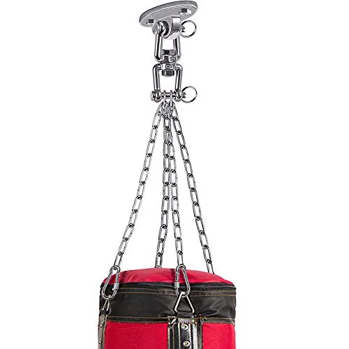 Besthouse Permanent Antirust Stainless Steel 304 Heavy Duty Boxing Punching Bag Chain 300LBS Capacity, Heavy Duty Swing Hangers, 4 Chains and 4 Carabiner, 360° Rotate, 2 Screw for Wooden Sets