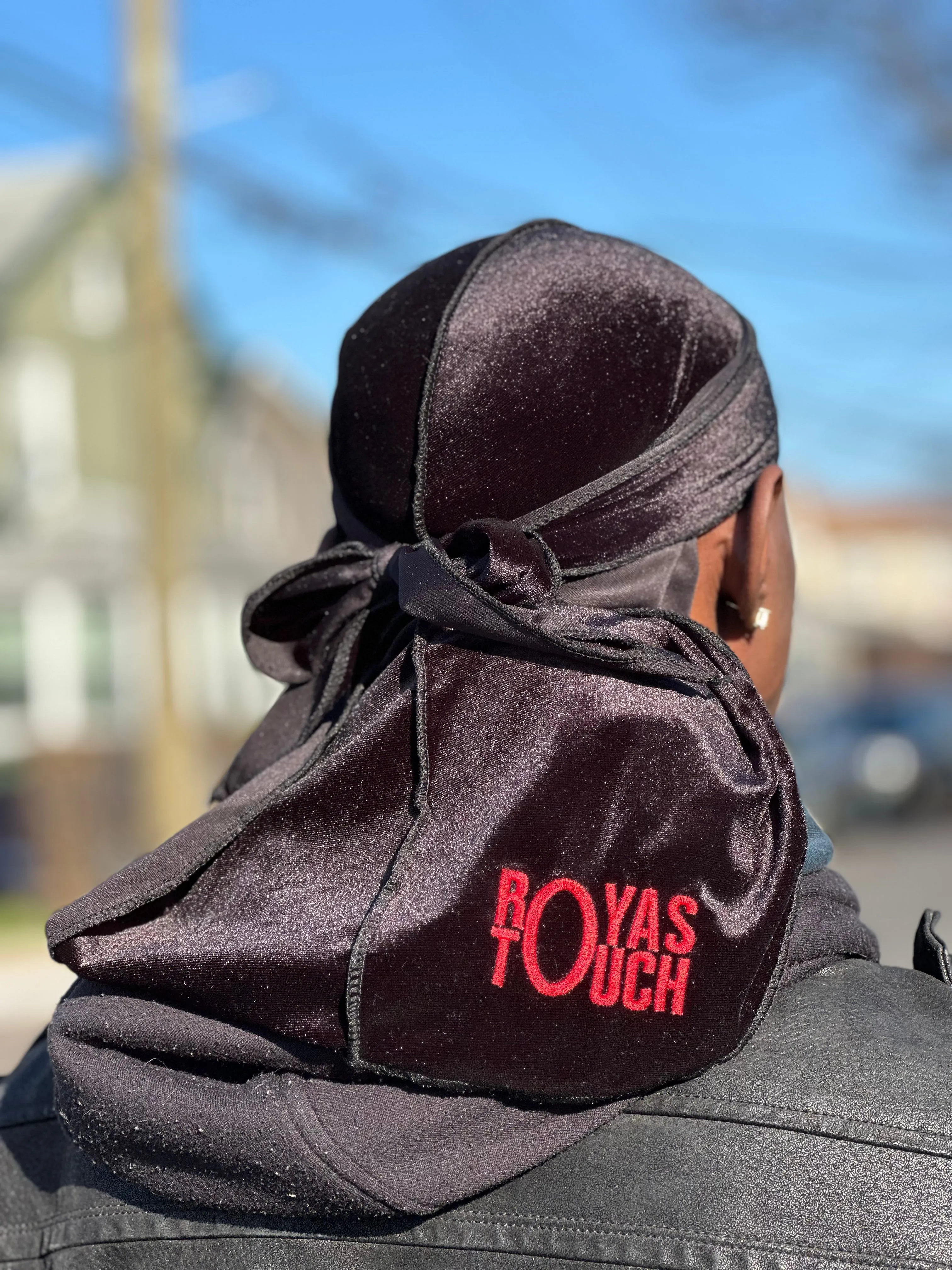 BLACK & RED  "Bulls Eye" Durag