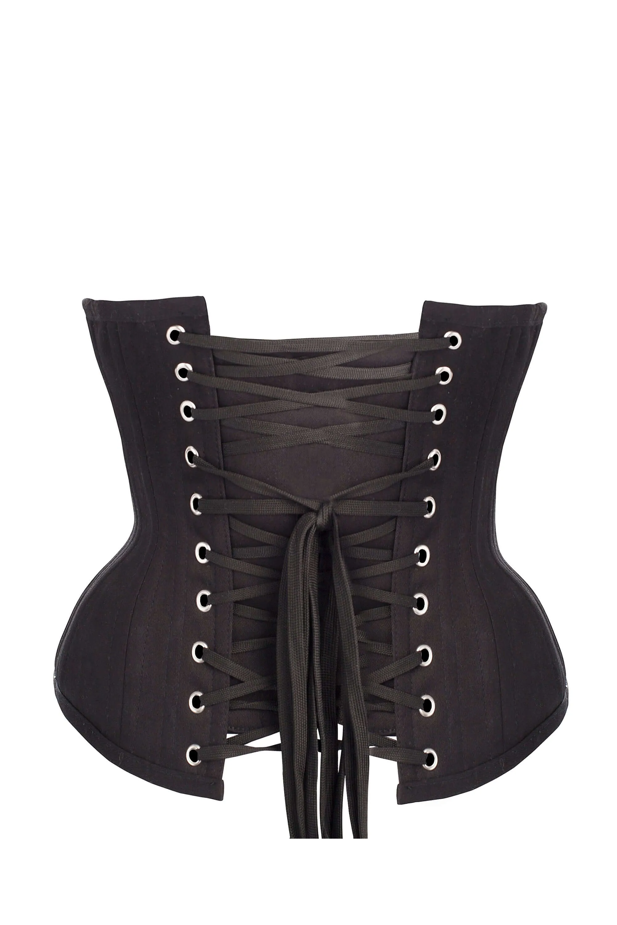 Black Cotton Twill Classic Underbust Waist Trainer With Hip Gores