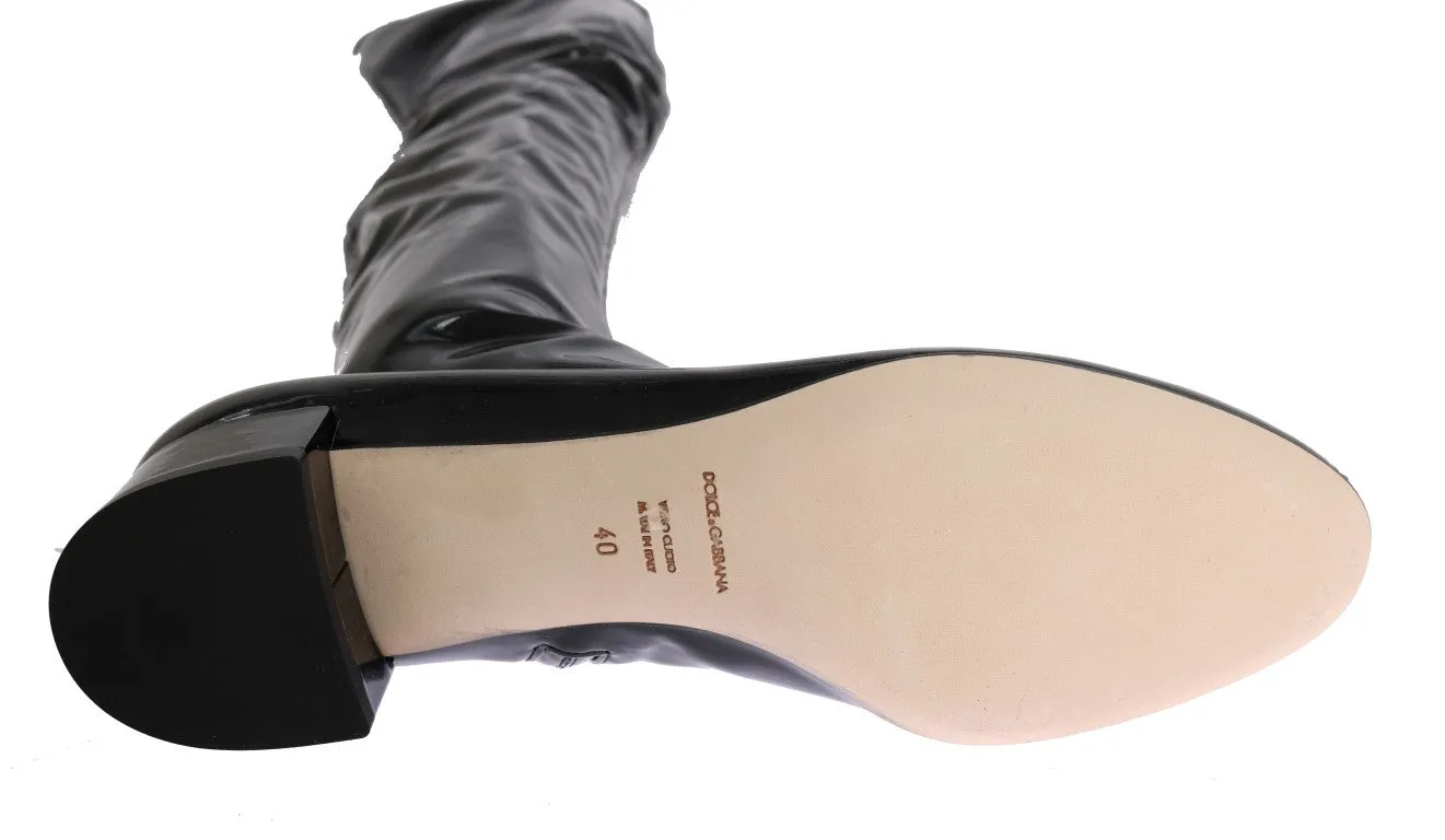 Black Leather Over Knee Boots