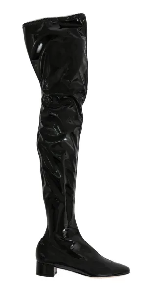 Black Leather Over Knee Boots