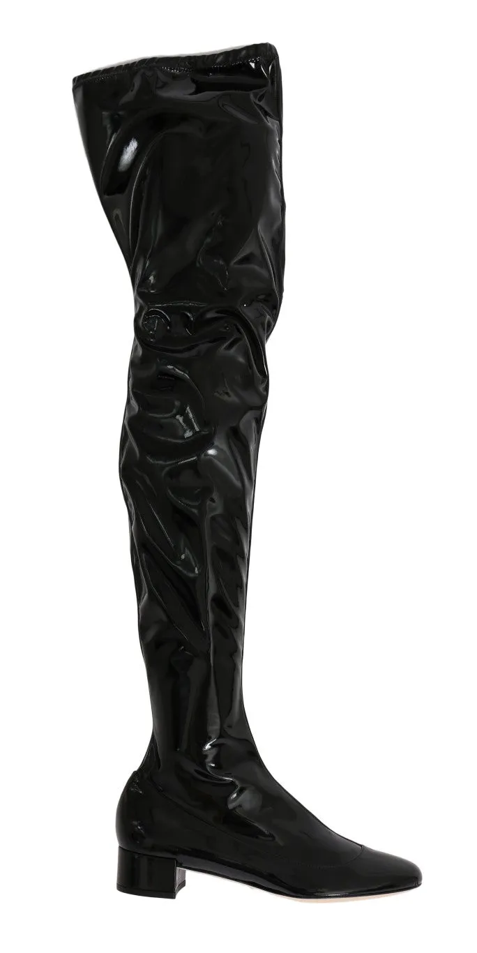 Black Leather Over Knee Boots