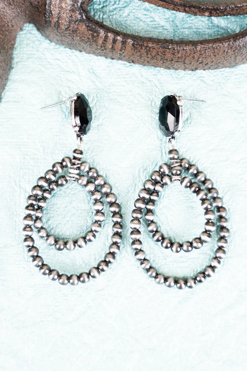 Black Morrow Creek Silver Pearl Earrings