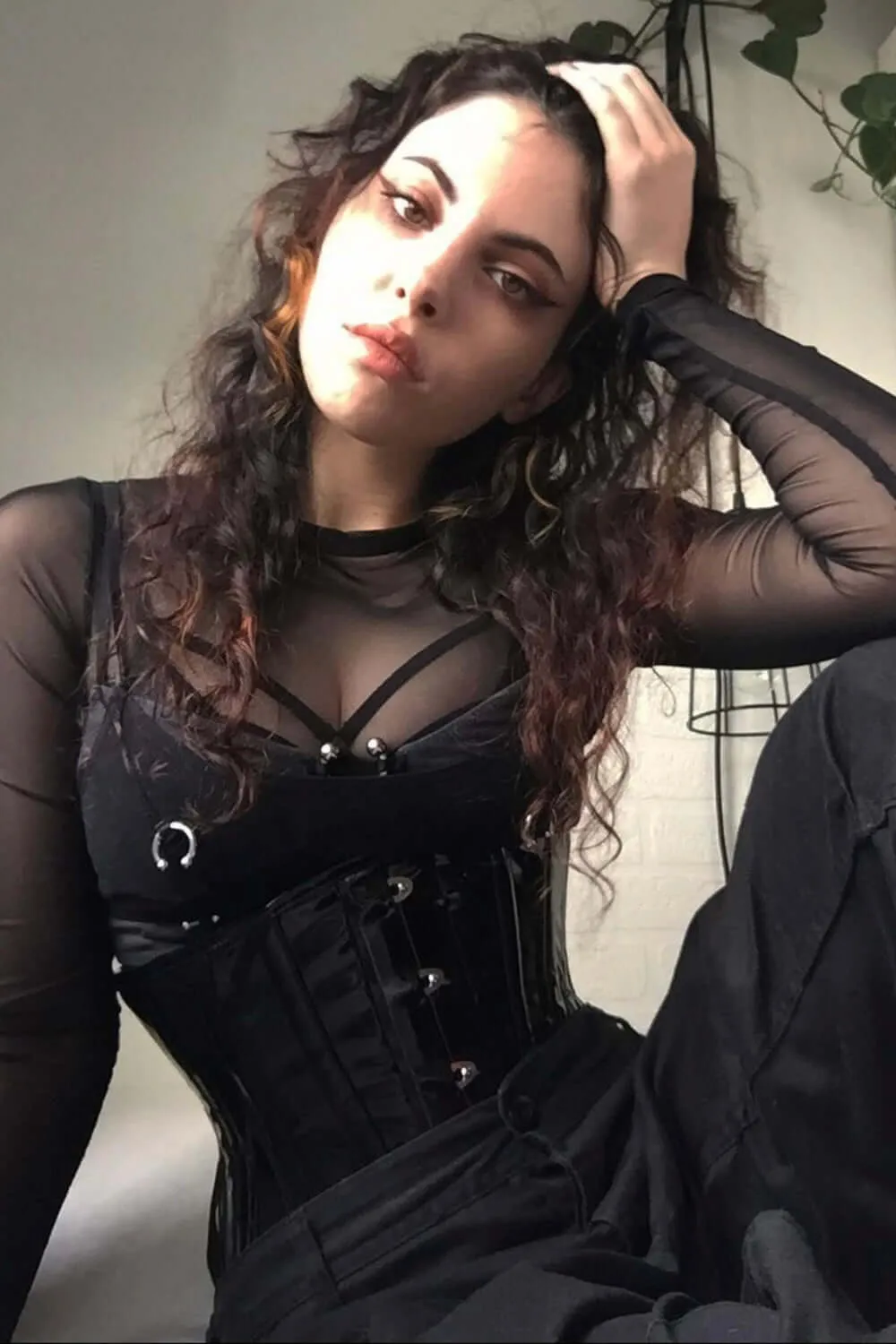Black PVC Classic Underbust Waist Trainer With Hip Gores