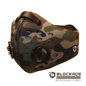 Blockade Face Mask Woodland Camo with replaceable filter - Free Shipping - In Stock